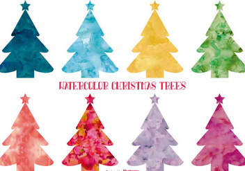 Watercolor Style Christmas Trees - Free vector #395677
