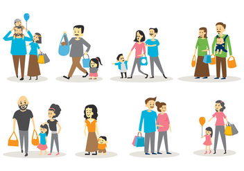 Free Set of Family Shopping - Kostenloses vector #396147