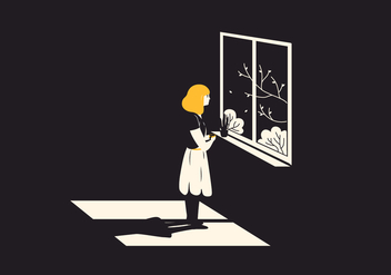 Window Woman Illustration - Free vector #397207