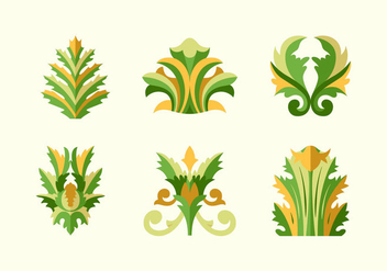 Acanthus floral flat design vector pack - Free vector #397697