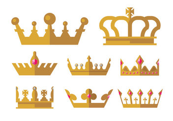 Golden Crown Icons - Free vector #398197