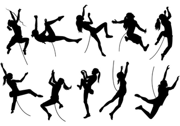 Silhouette Image Of Wall Climbing - vector gratuit #398347 