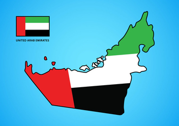 UAE Map with Flag Vector - Free vector #398877
