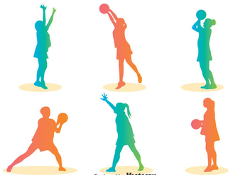 Colorful Silhouette Netball Player Vector - Kostenloses vector #400287