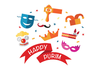 Fun Happy Purim Vector Icons - Free vector #400447
