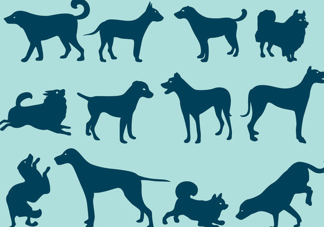Blue Dog Silhouettes - Free vector #401087