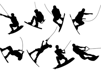 Silhouettes Of Wakeboarding Vectors - Free vector #401607
