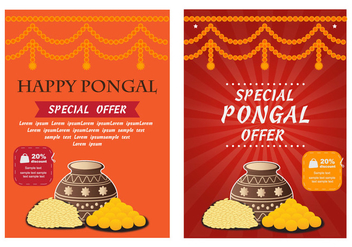 Happy Pongal Poster Flyer Vector - Kostenloses vector #402927