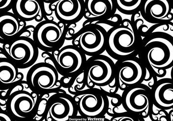 Black Maori Koru Curl Ornaments Seamless Pattern - vector gratuit #402947 
