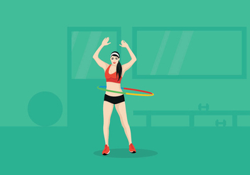 Beautiful Woman Exercising With Hula Hoop - vector gratuit #403887 