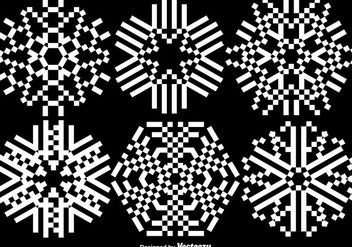 Pixelated Snowflakes Set - Vector - Kostenloses vector #406227