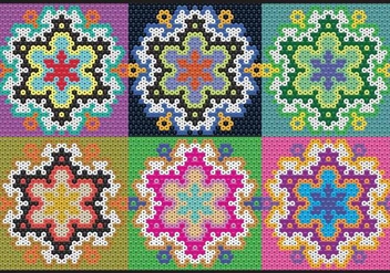 Huichol Flowers Patterns - Free vector #407627