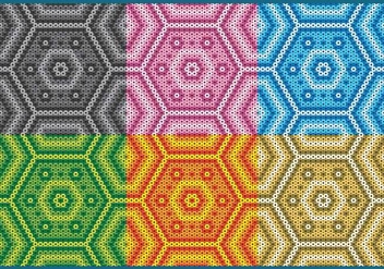 Colorful Huichol Hexagonal Patterns - Free vector #408287