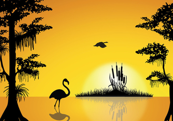 Swamp Sunset Free Vector - бесплатный vector #410007