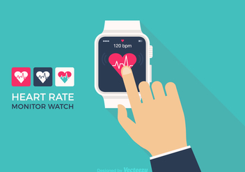 Free Vector Heart Rate Monitor Watch - vector gratuit #411027 