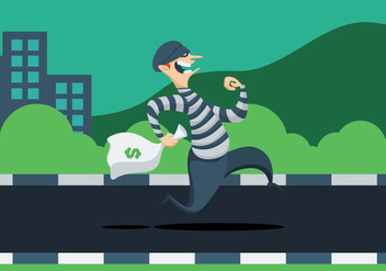 Thief With Bag Of Money - vector gratuit #411147 