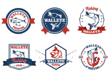 Walleye fish vintage label - vector gratuit #411977 