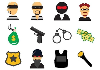 Free Theft and Thief Criminal Law Icons Vector - vector #412237 gratis