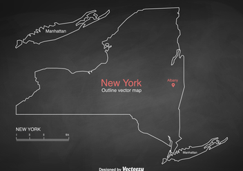 Free Vector Outlined New York Map - бесплатный vector #412507