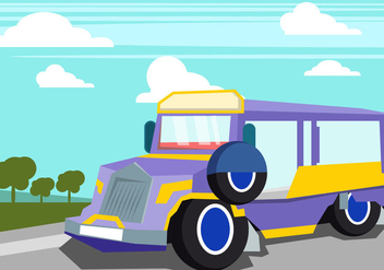 Jeepney In The Summer Time - vector gratuit #414087 