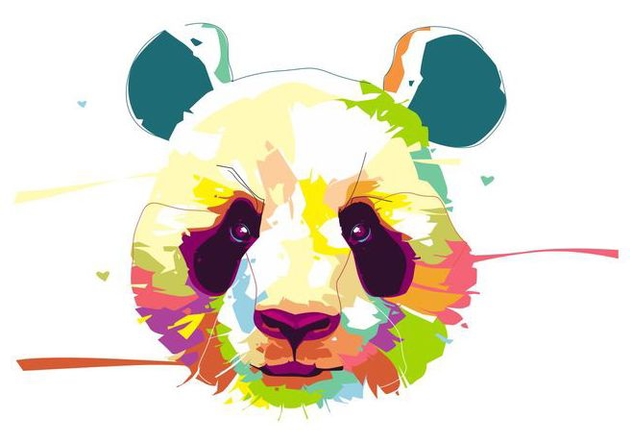 Panda - Animal Life - Popart Portrait - Free vector #415417