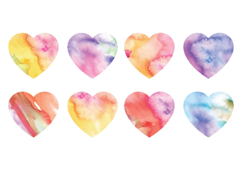 Vector Watercolor Hearts - vector gratuit #416857 