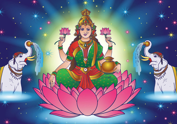 Hindu Lakshmi Goddess Of Wealth - vector #417467 gratis