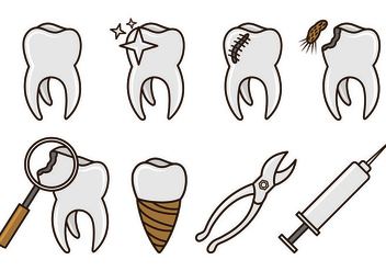 Set Of Dentista Icons - vector #417537 gratis