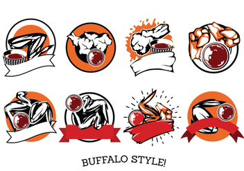 Vector Label Buffalo Wings with Sauce - Free vector #417587