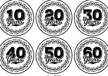 Hand Drawn Style Anniversary Label Collection - vector #417787 gratis