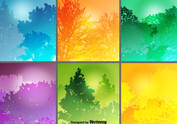 Colorful Forest Backgrounds Vector Set - Free vector #420137