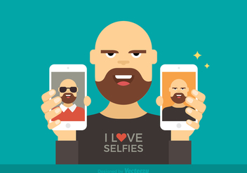 Free Man Showing Selfies Vector Illustration - Free vector #420407