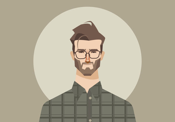 Young Man With Glasses And Flannel Shirt Vector - Free vector #421057