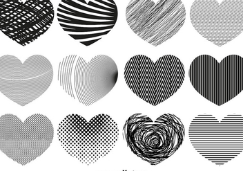Vector Abstract Hearts Of Different Textures - vector gratuit #421437 
