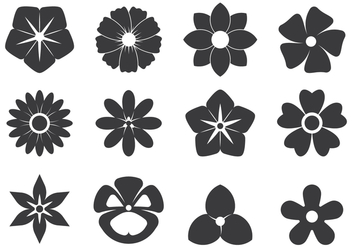 Black Cutout Symbols Of Flowers - vector gratuit #421917 