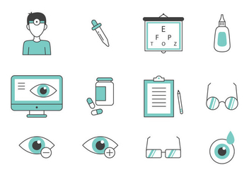 Teal Thin Line Eye Doctor Icons - vector #422247 gratis