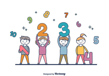 Kids Holding Numbers Vector - Free vector #422957