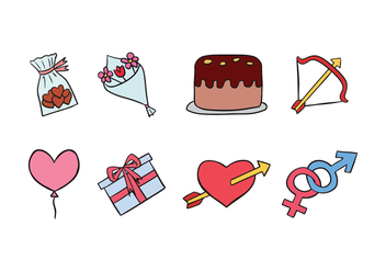 Valentine Doodle Icons - Free vector #423177
