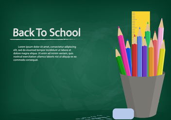 Template Background With Chalk Board And Stationary - vector gratuit #423377 