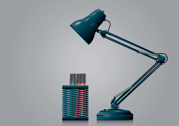 Pen Holder and Lamp in Realist Style - vector gratuit #423467 