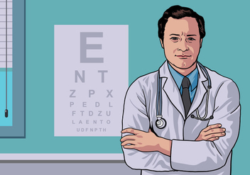 Eye Doctor Standing in Clinic Vector - бесплатный vector #424787