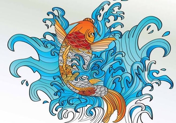 Koi Coloring Tattoo Style Vector - Free vector #424977