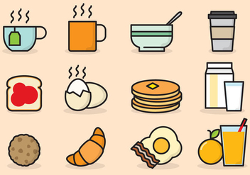 Cute Breakfast Icons - Free vector #424987