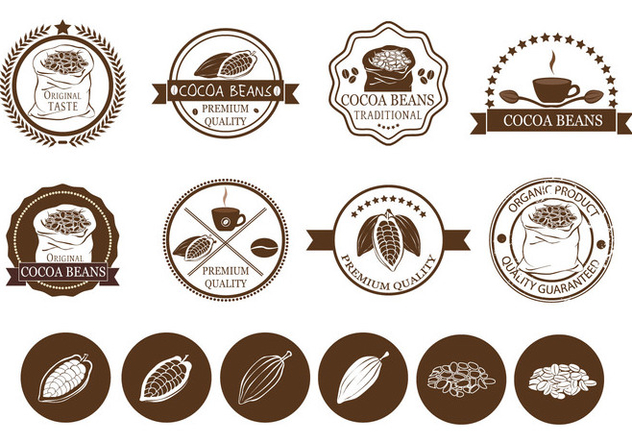 Cocoa Beans and Coffee Label Vectors - Kostenloses vector #425297