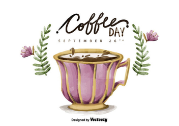 Free National Coffee Day Watercolor Vector - Free vector #425377