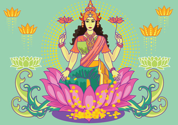 Free Teal Goddess Lakshmi Vector - vector gratuit #426177 