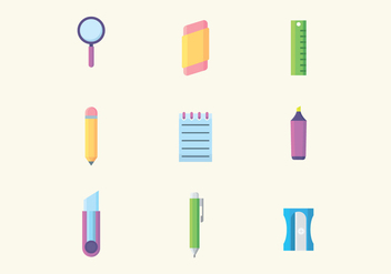 Colorful Stationery Icons - vector gratuit #426287 