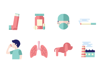Medical Asthma Icon Set - Free vector #426827