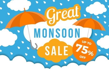 Free Monsoon Great Sale Poster Template Vector - vector gratuit #427607 