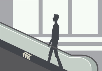 Silhouette of A Young Man on The Escalator Vector - Free vector #428907